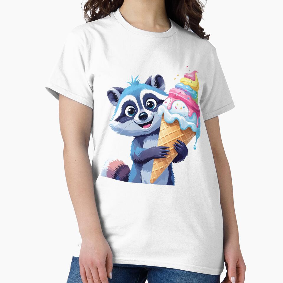 Cute Raccoon with Ice Cream | Colorful Summer Animal Art by raccoonmerch