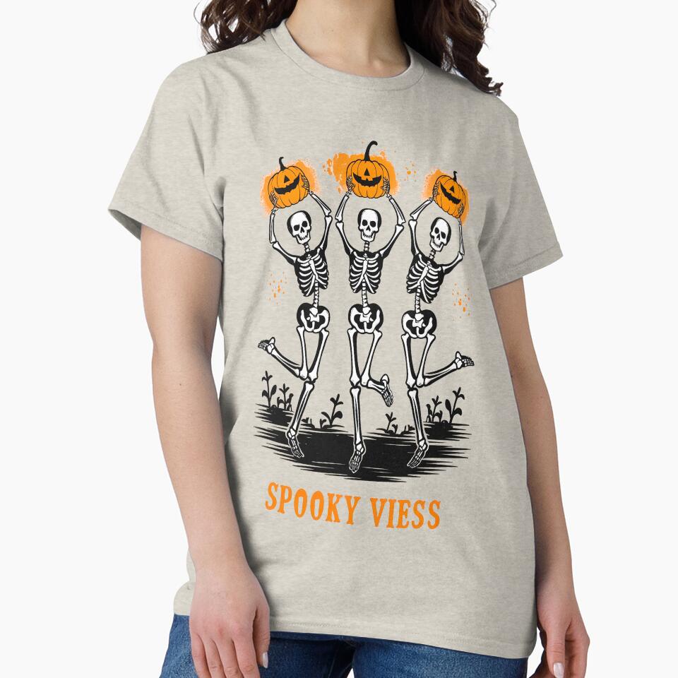 Spooky Vibes Halloween Dancing Skeletons by Mosaic-97
