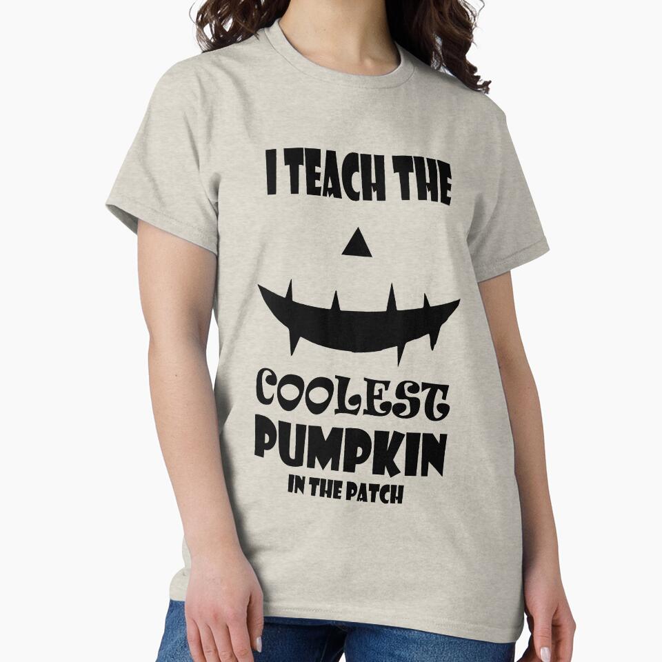 I Teach The Coolest Pumpkin In The Patch Funny Halloween Gift for Teacher Boys Girls Men Womens by sichaz