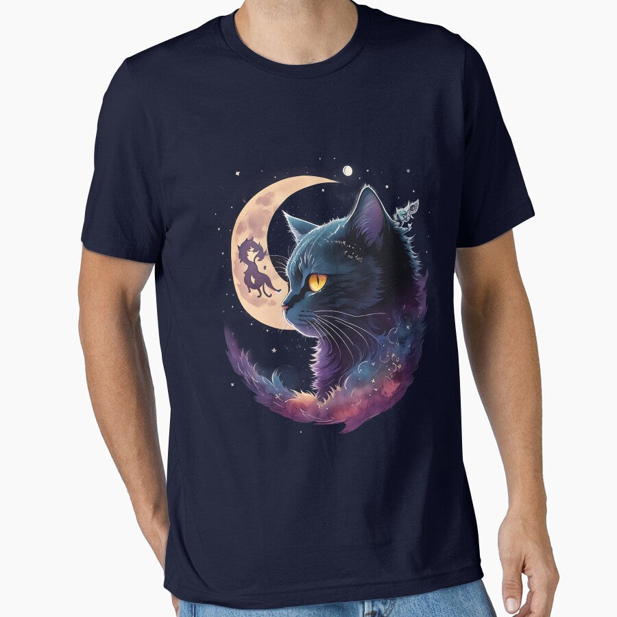 Black Cat And Crescent Moon by soumendesigner
