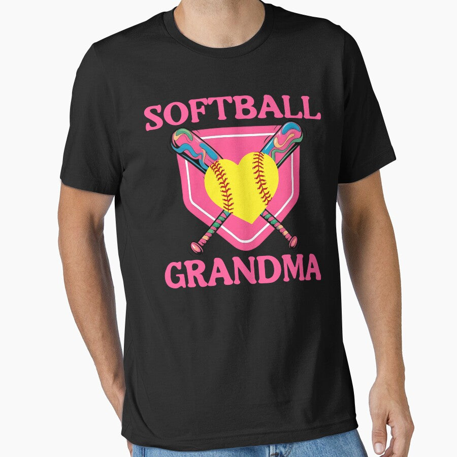 Pink Softball Grandma Heart Design by LarryMBrown