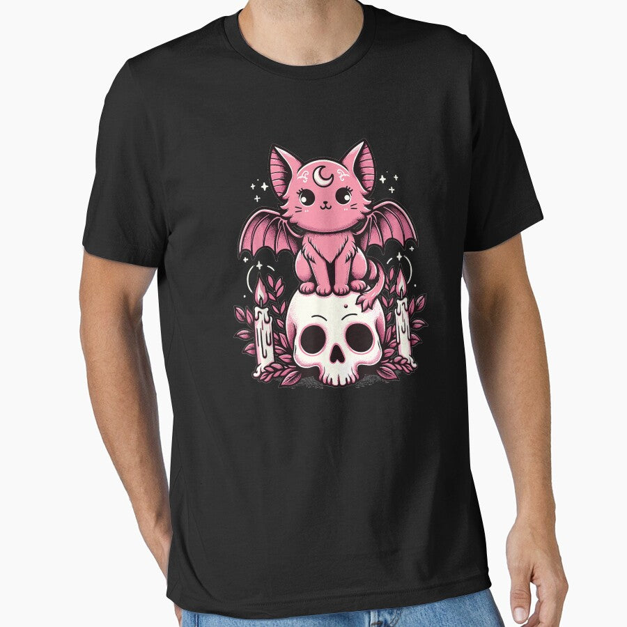 Kawaii Pastel Goth Creepy Cute Cat Bat Skeleton by moabeArtistic