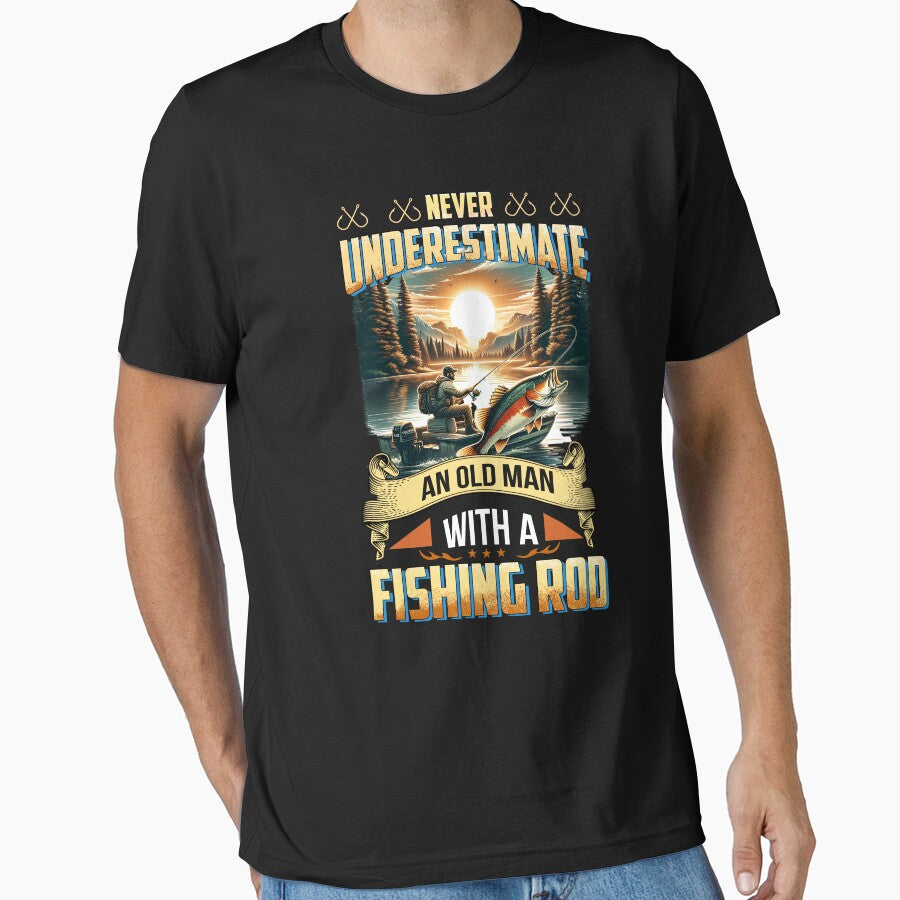 Never Underestimate an Old Man Fishing T-Shirt by TinaMDedrick