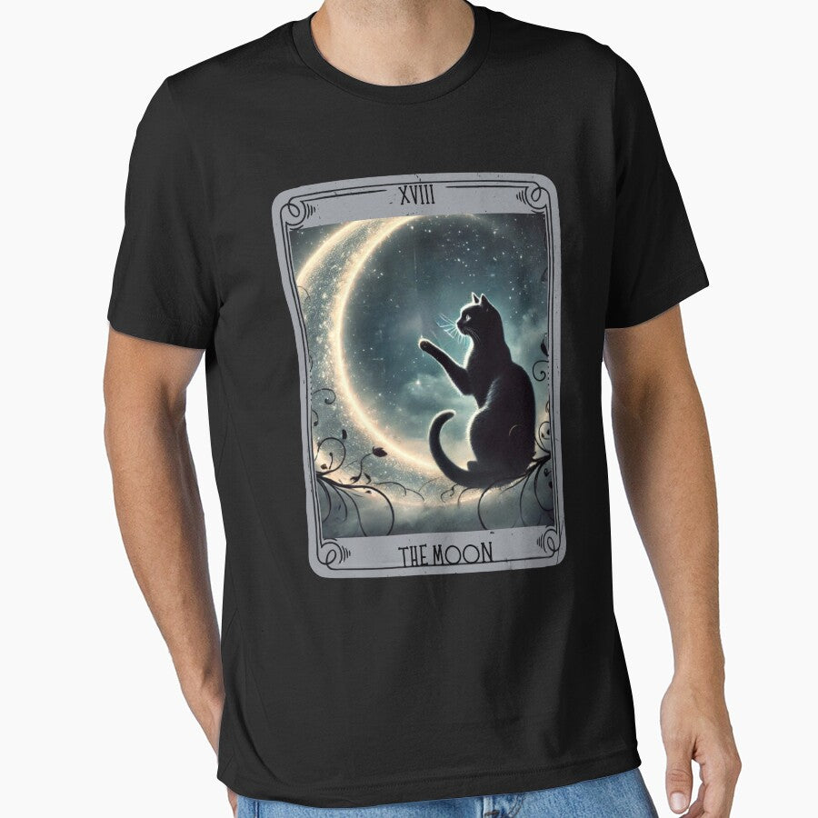 Crescent moon black cat tarot card by MilkyForest