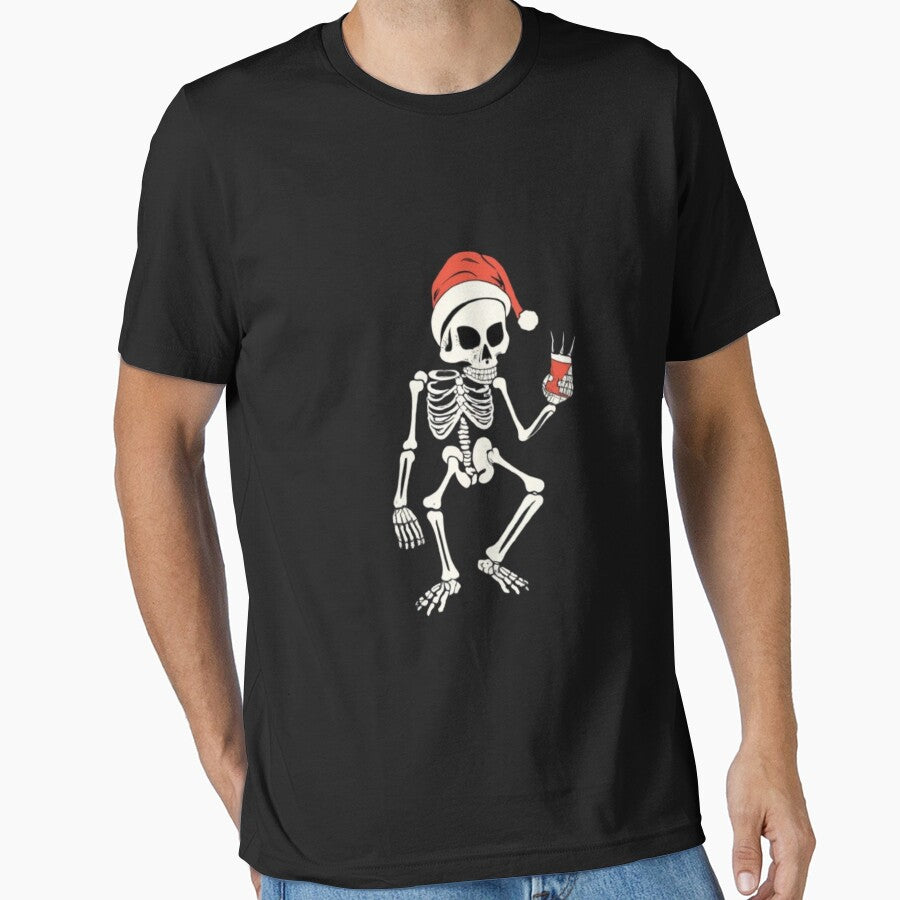 Skeleton Santa Hat Drinking Coffee Funny Christmas Gifts by SlocifieShop