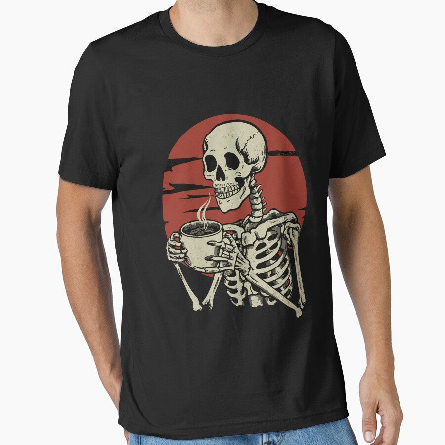 Funny Skeleton Drinking Some Coffee by babelshirt