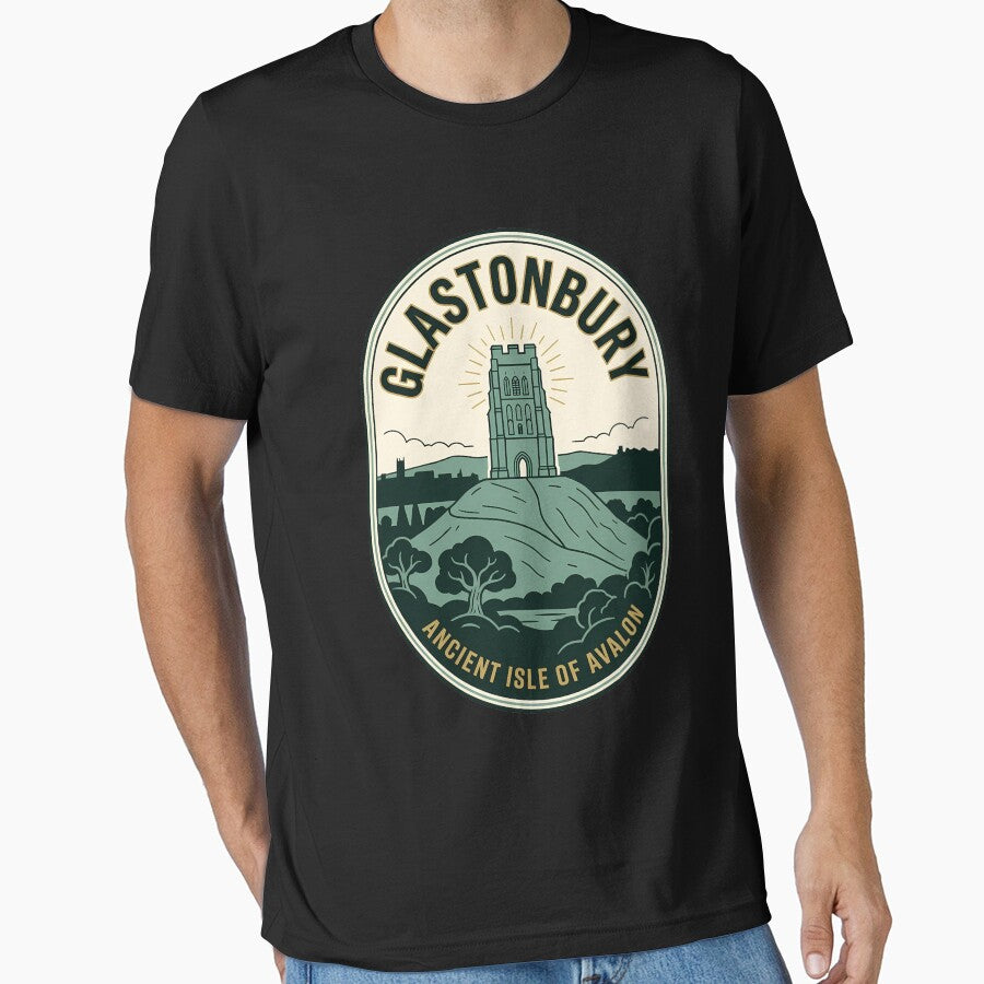 Glastonbury Tor Vintage Travel Emblem Ancient Avalon by k3rstman1