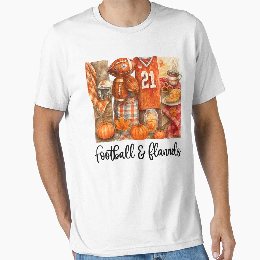 Watercolor Football and Flannels by Clinomania Art