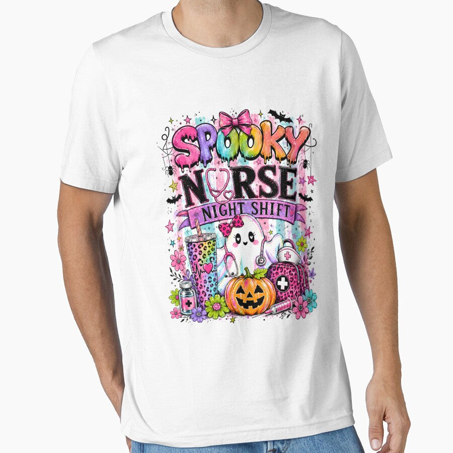 Spooky Nurse Night Shift Cute Halloween Essential T-Shirt by podlook