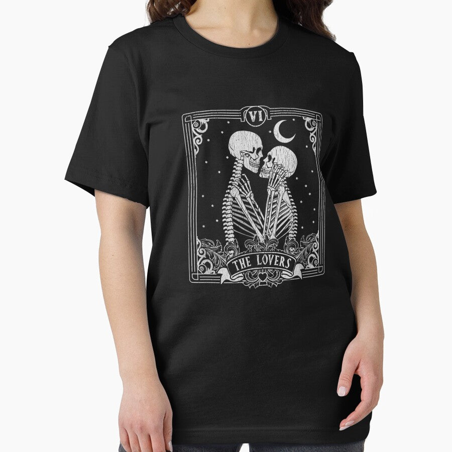 The Lovers Tarot Card Skeleton Valentines Halloween Occult T-Shirt by BoeselLiesel