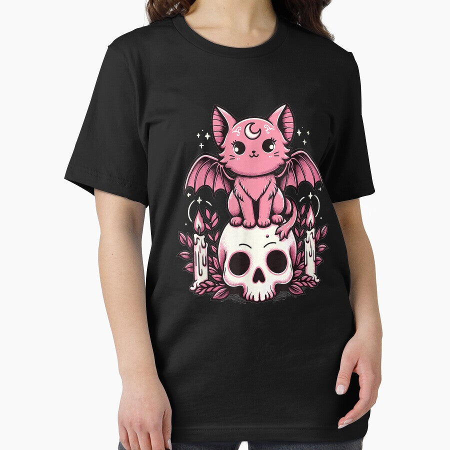 Kawaii Pastel Goth Creepy Cute Cat Bat Skeleton by moabeArtistic