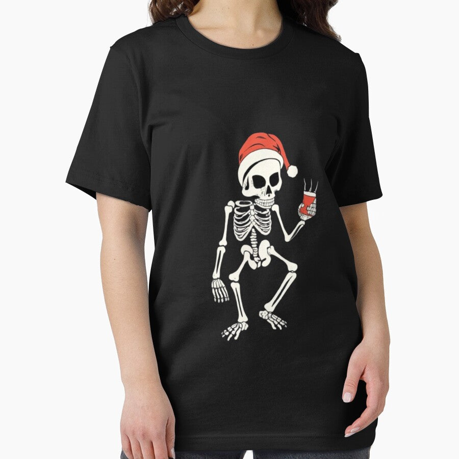 Skeleton Santa Hat Drinking Coffee Funny Christmas Gifts by SlocifieShop