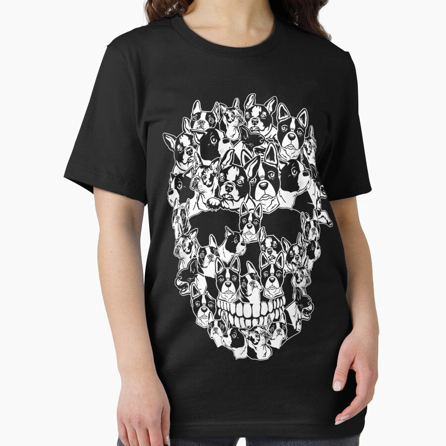 Funny Halloween Skull Boston Terrier Dog Lover Gift by HaileyCoolArts