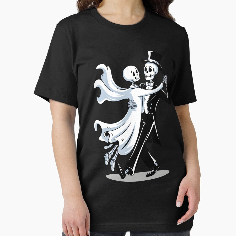 Skeleton Ghost Couple Dancing Vintage Halloween Costume, by Oualid Art