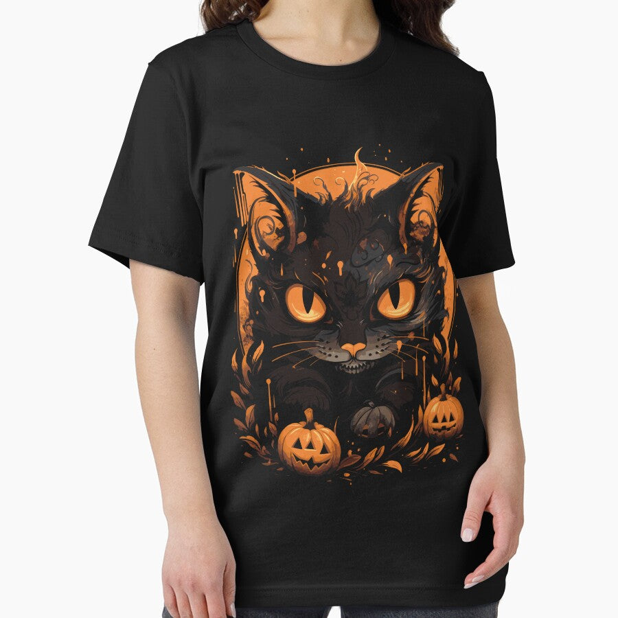 retro Black Cat Pumpkin Vintage Scary Halloween Cat Mom kids by DrawHandArt