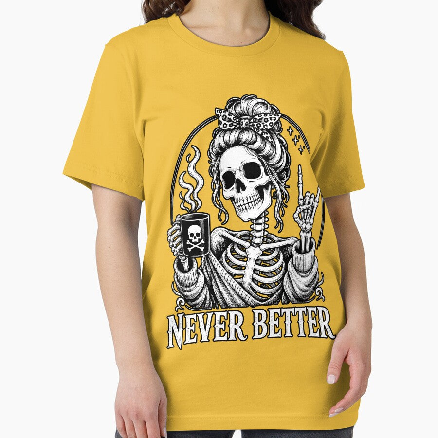 "Never Better" – Skeleton Girl with Coffee by DariusZD