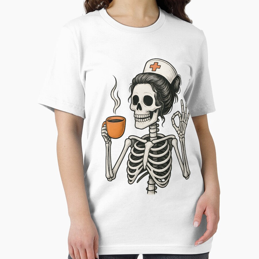 Halloween Nurse Skeleton Messy Bun Coffee Funny Nurse Women by thebest-2studio
