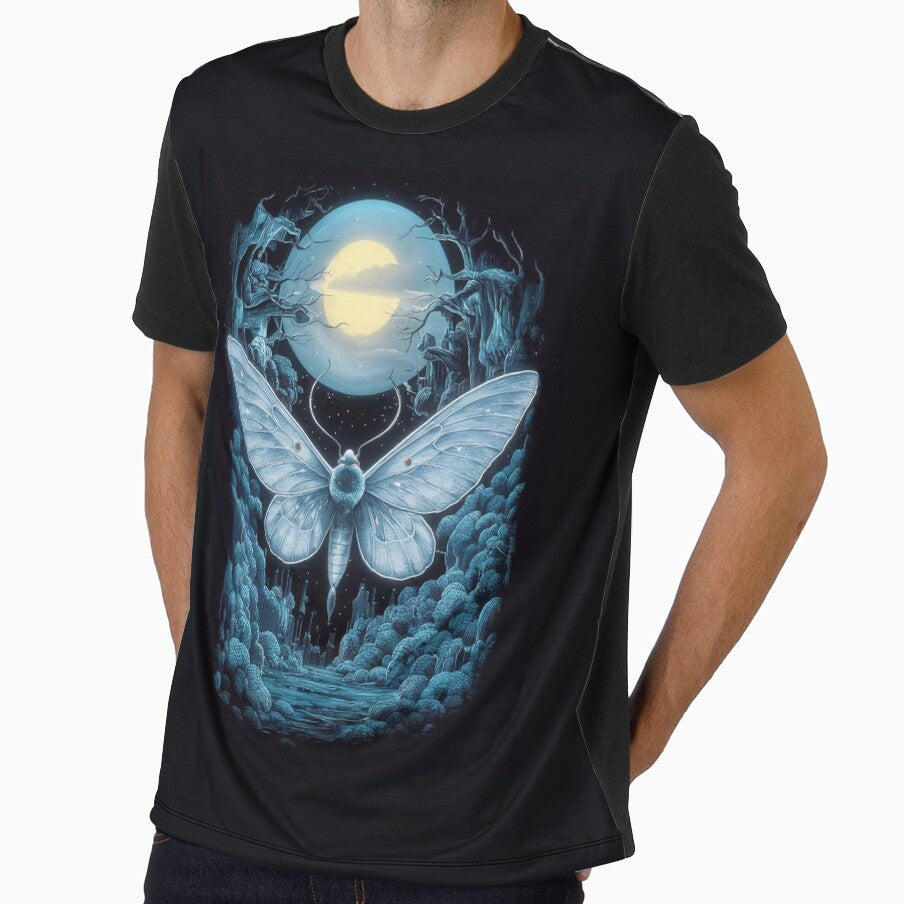 Blue Moon Moth on dark background by Tajdi