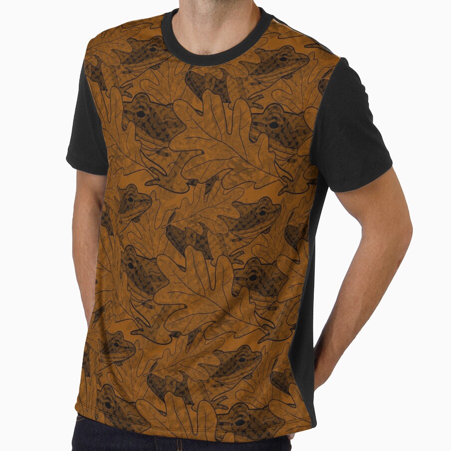 Wood Frog in the Oak Leaves Black and Brown by Art in My Loft