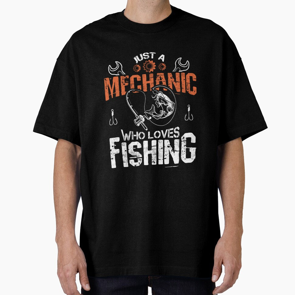 Funny Just A Mechanic Who Loves Fishing | Vintage Mechanic Fisher Dad by JUSTBEELEGANT
