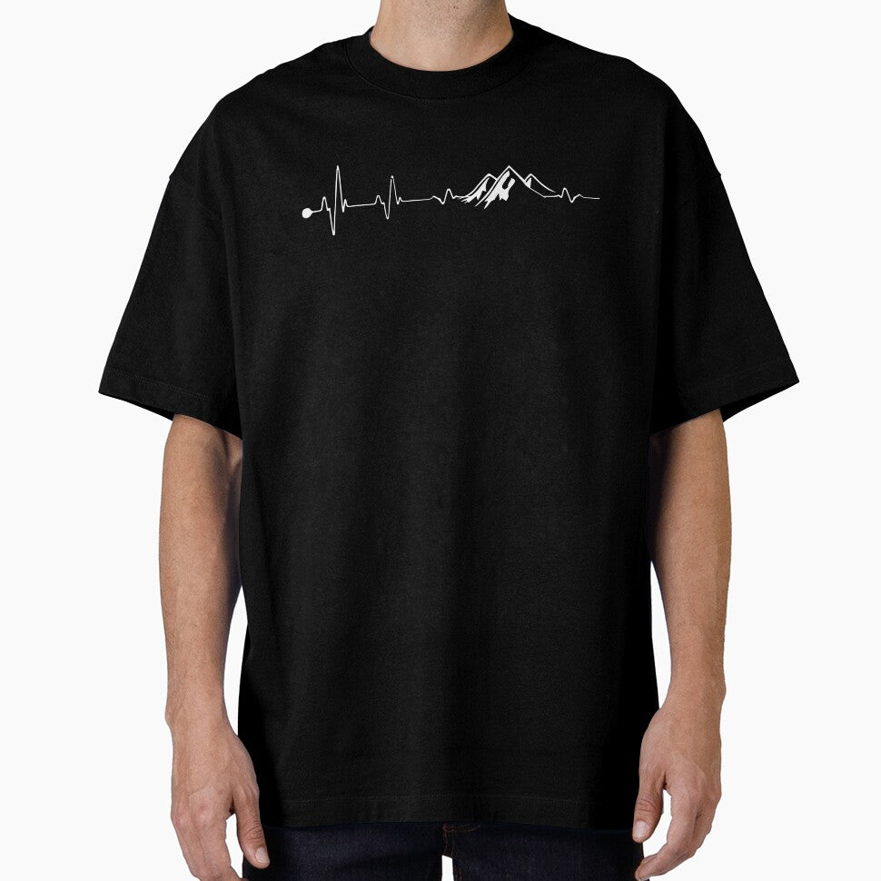 Hiking Heartbeat Mountains T-Shirt by chihai
