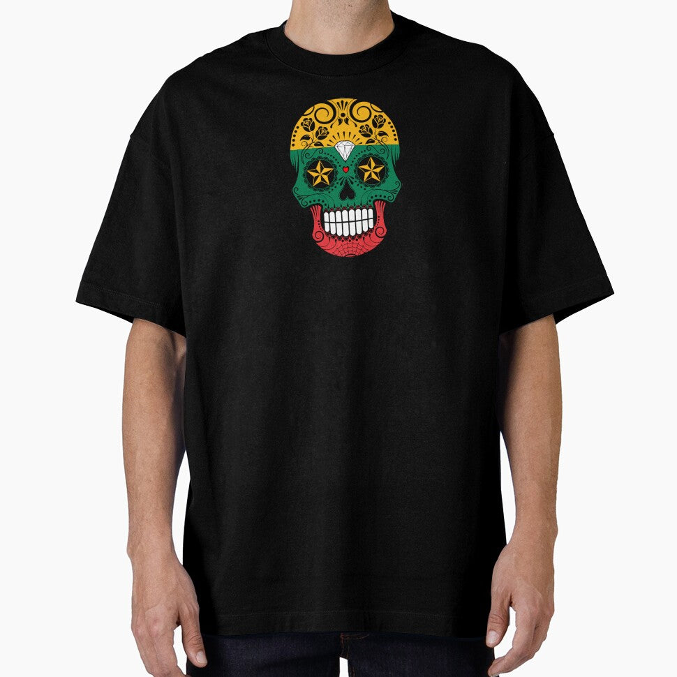Sugar Skull with Roses and Flag of Lithuania by JeffBartels