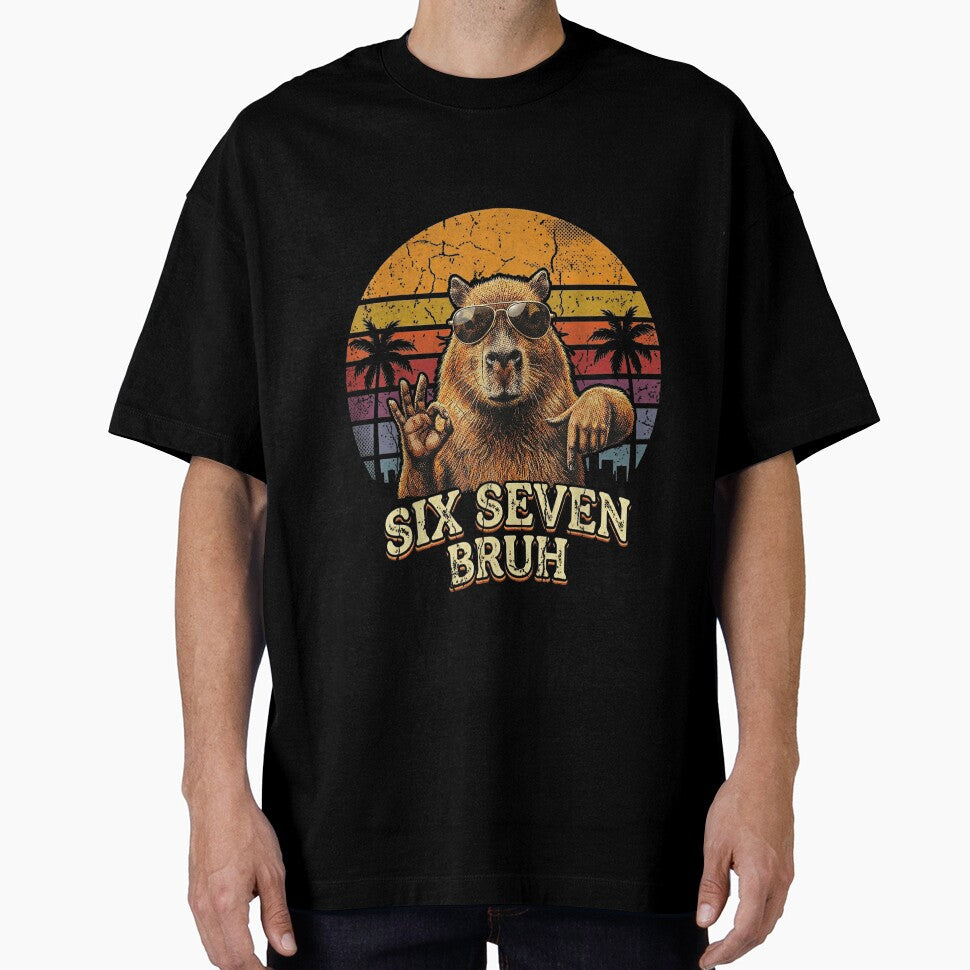 Six Seven Bruh 67 Capybara 6 7 Funny Meme Animal 6-7 Art for Men Women Kids , Capybara Gift Lover by DZIRI NAJAT