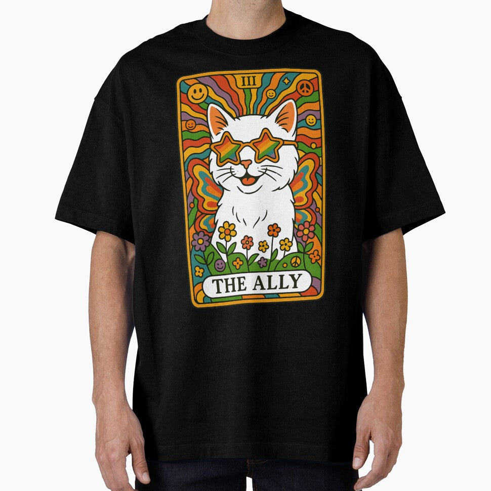 Funny Ally Cat Tarot Card Pride Sunglasses Gay Pride LGBTQ by MegiWu
