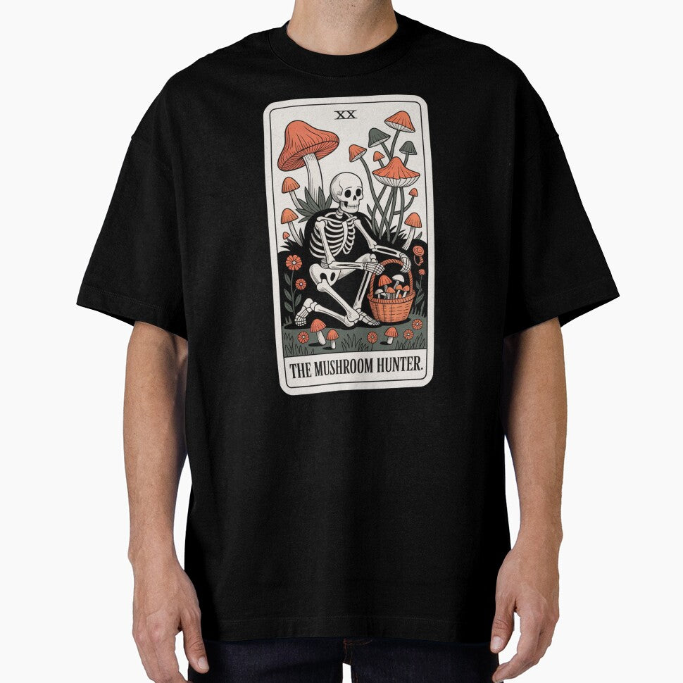 The Mushroom Hunter Skeleton Foraging Tarot Card Design by Blok45
