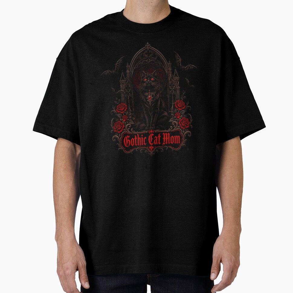 Gothic Cat Mom Red Moon Bat Cat Lover by chattsuede