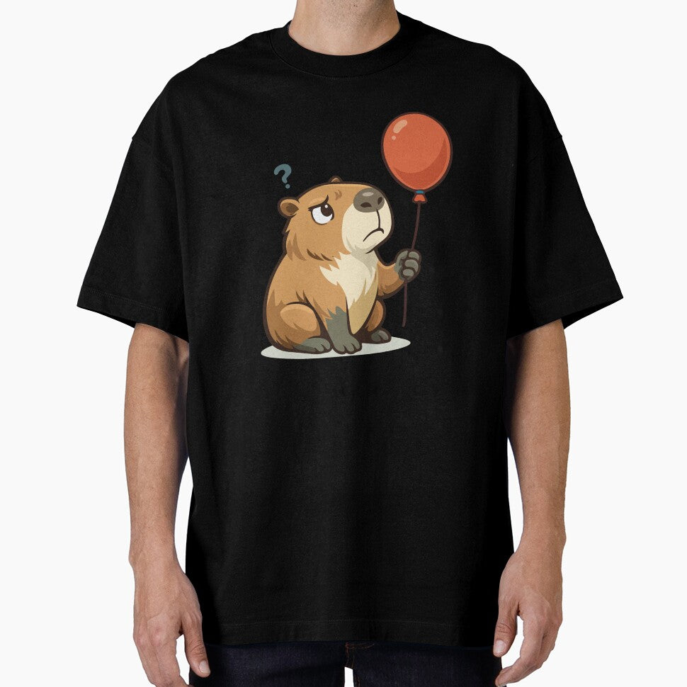 Curious Capybara Cartoon with Balloon by stylishdzign