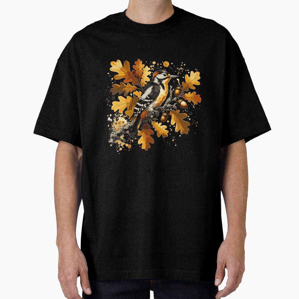 Watercolor Acorn Woodpecker in Autumn Oak Tree by ElLocoMus