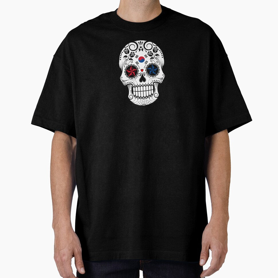 Sugar Skull with Roses and Flag of South Korea by JeffBartels