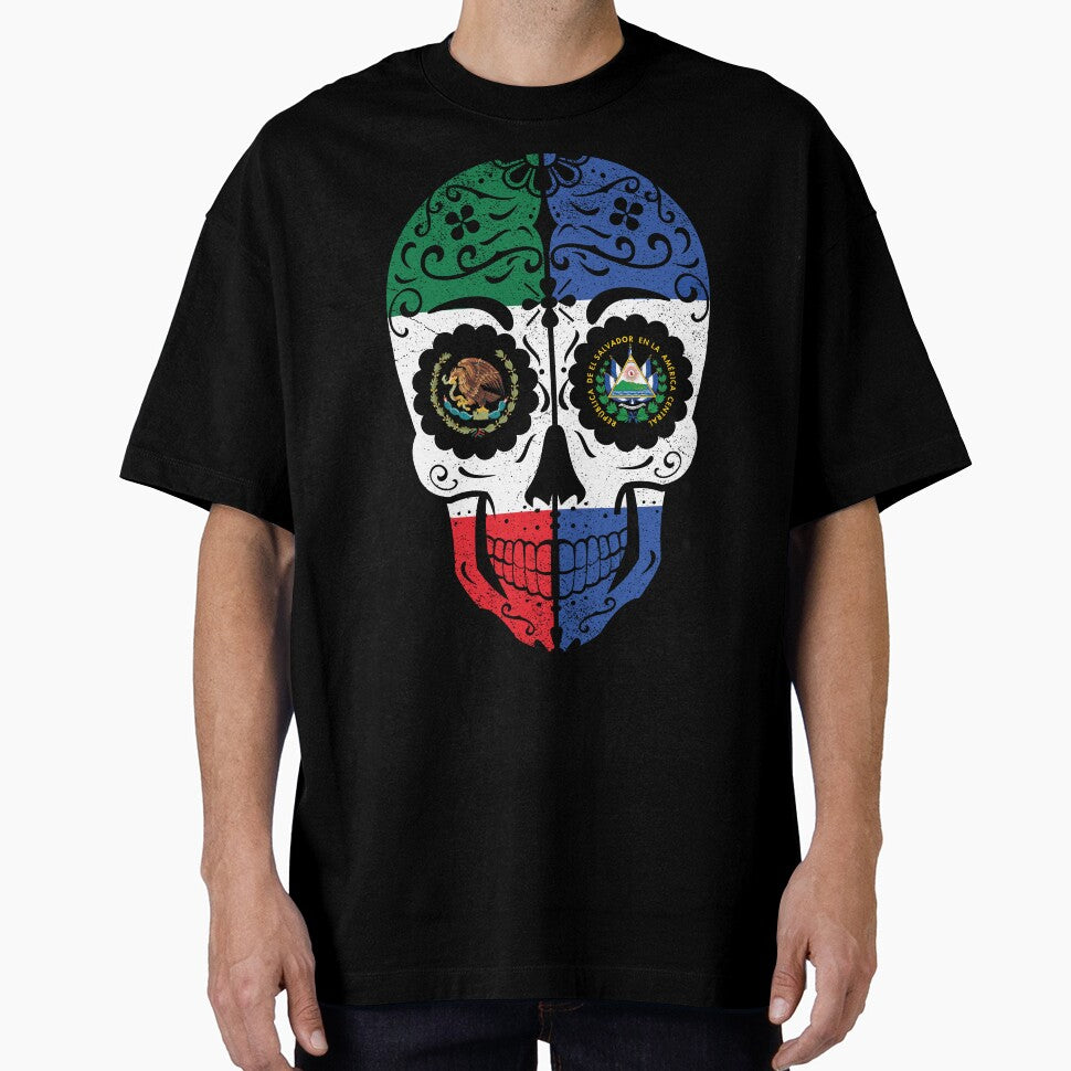 Mexican Salvadorian Flag Sugar Skull by snickrdoodle