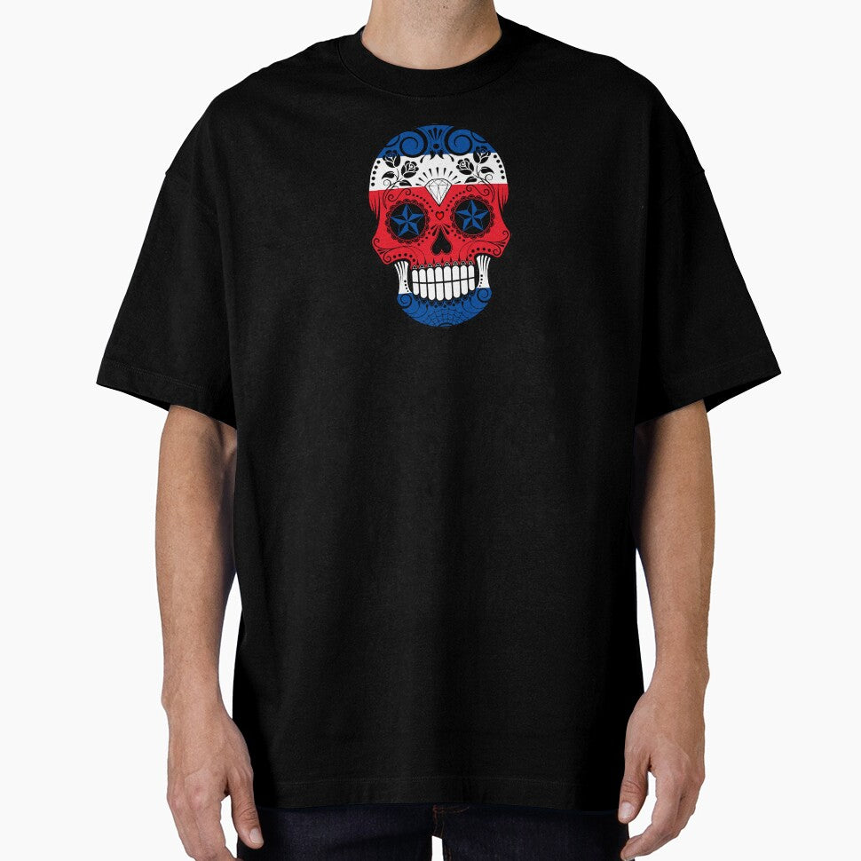 Sugar Skull with Roses and Flag of Costa Rica by JeffBartels