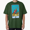 Wait, is this pixel art tarot? Green - Minor Arcana 'Ten of Wands' (Design for T-shirt, stickers and other accessories) by Pixel Waite