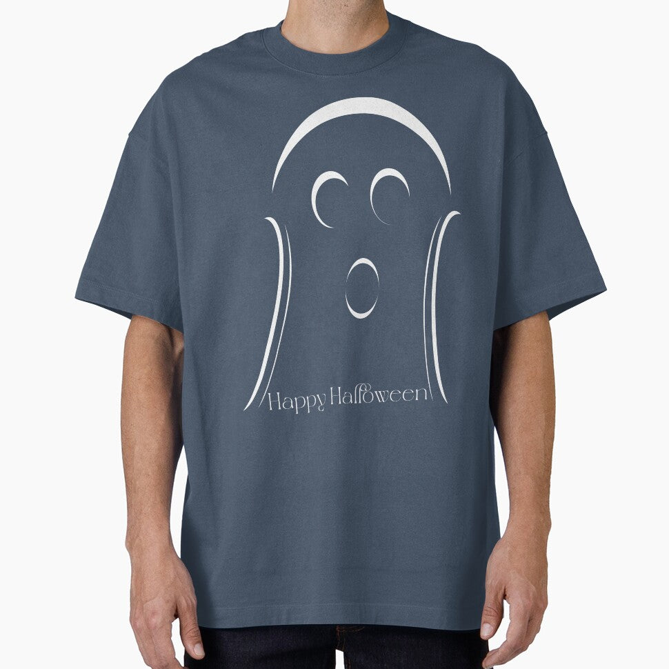 Cute Ghost with Happy Halloween Message by Risa-C