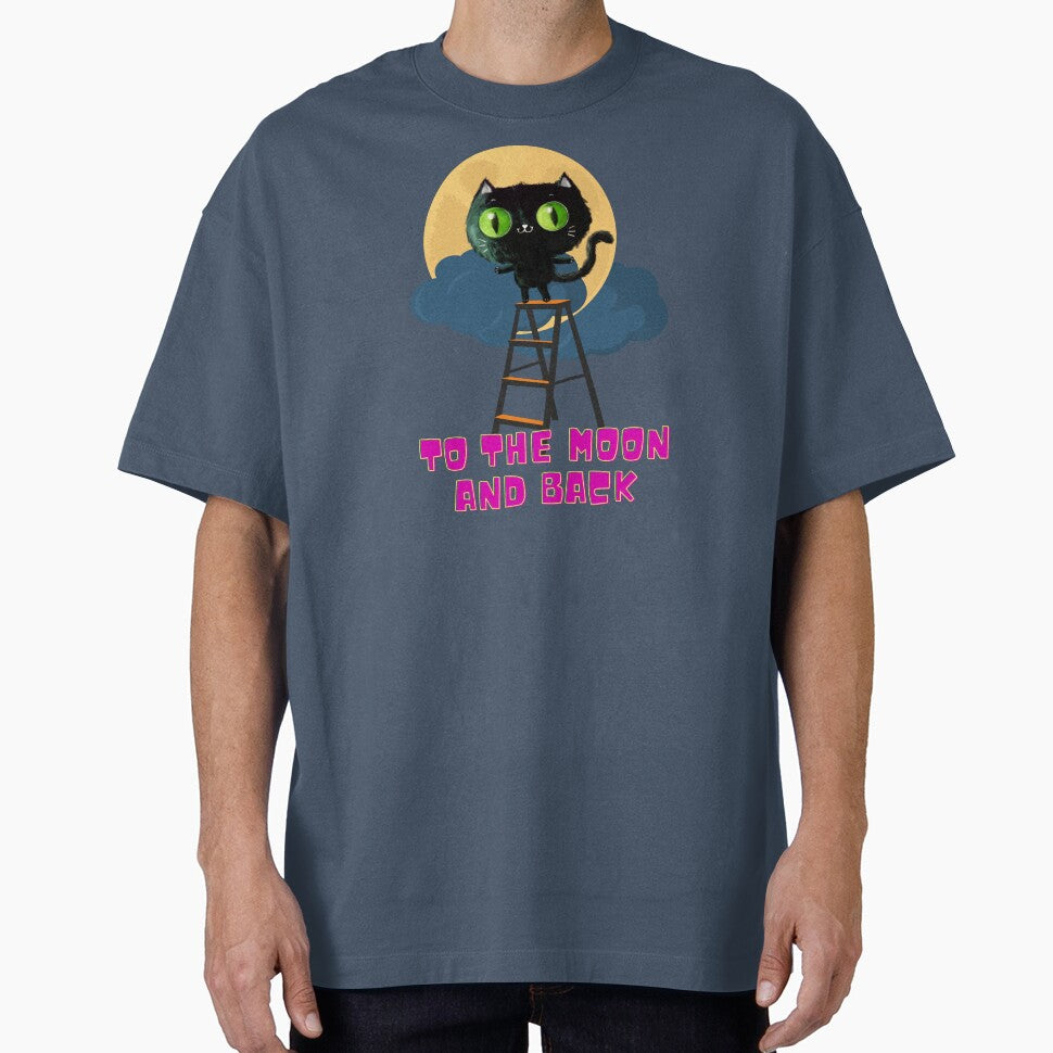 To the Moon and Back Black Cat on Full Moon by BeeZBeez