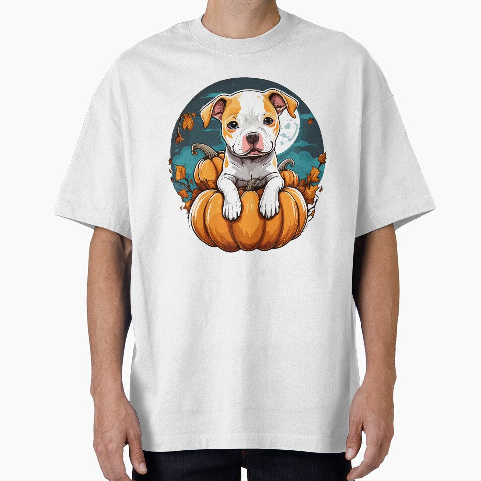 Pitbull on the Halloween pumpkin in the moonlight by PetParade