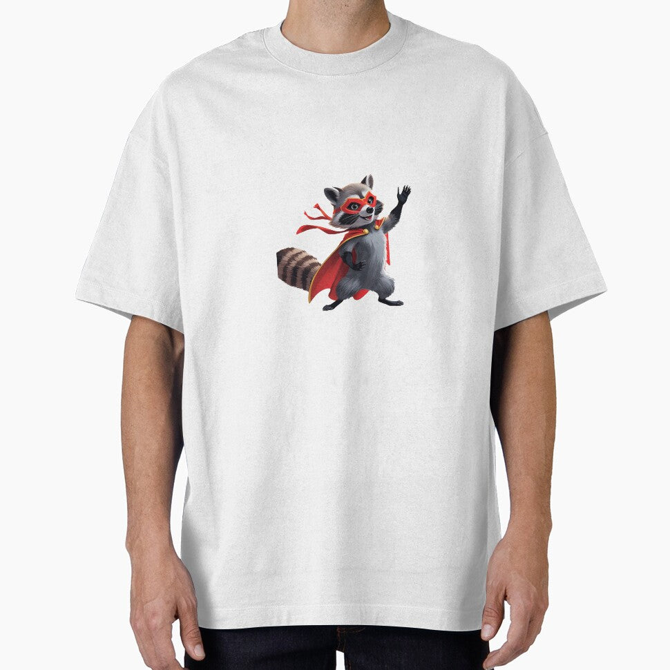 Superhero Raccoon in Red Cape | Fun Cartoon Animal Art by raccoonmerch