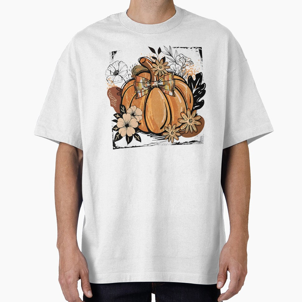 Rustic Pumpkin with Flowers Shirt – Fall Aesthetic Autumn Tee by Herield