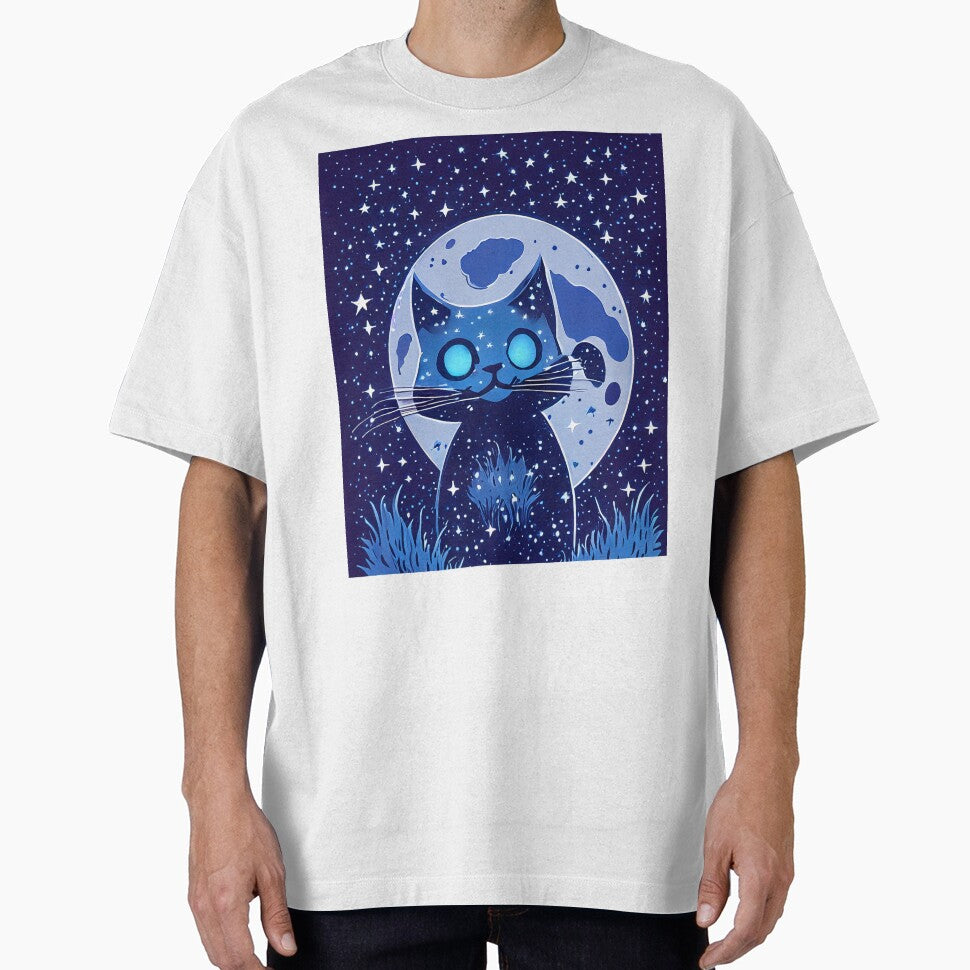 Moon Cat - Cute Cosmic Black Cat Illustration by TitiaDesign