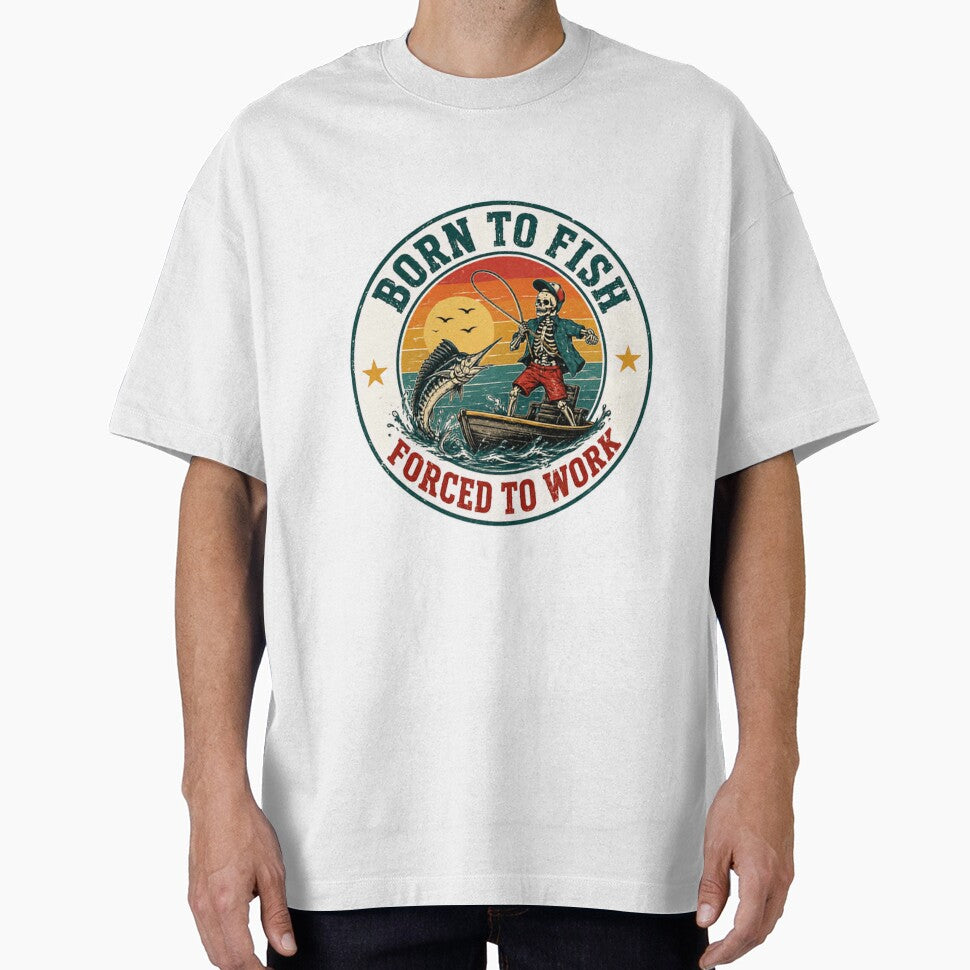 Born To Fish Forced To Work Fishing Angler Fisherman Hobby by SkeletonsDanger