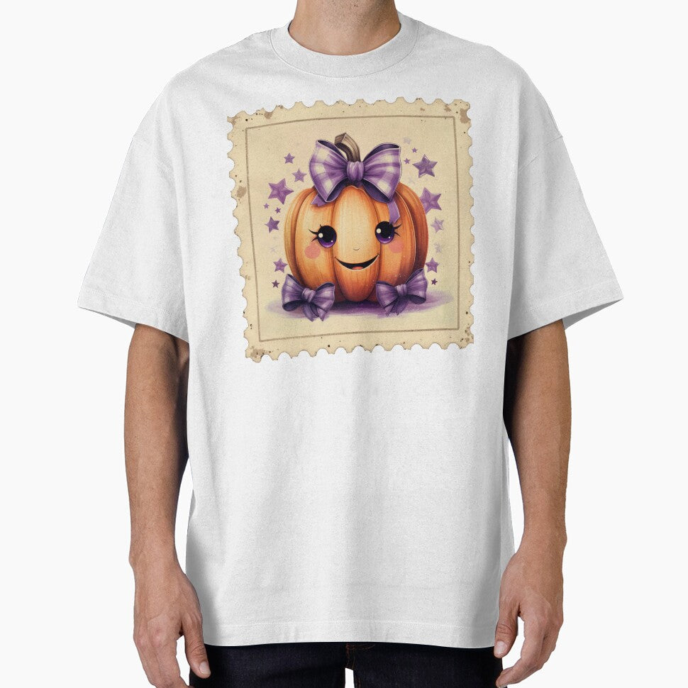 Cute Pumpkin with Purple Bow – Halloween Home Décor & Apparel by Compass and a Camera