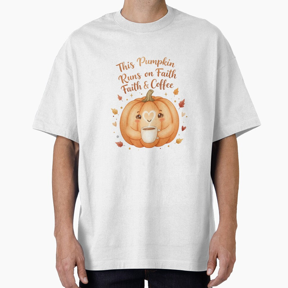 This Pumpkin Runs on Faith & Coffee | Cute Christian Fall Design by Bohospiritart