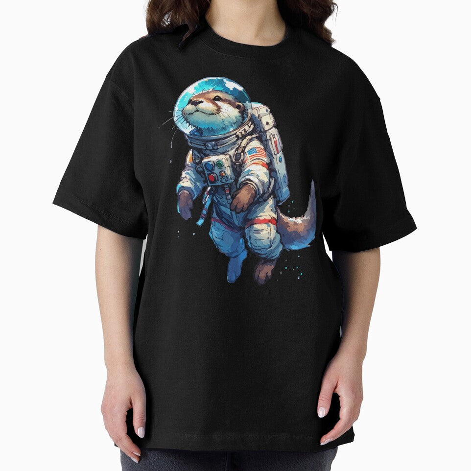 Otter Astronaut Space Watercolor by TomFrontierArt