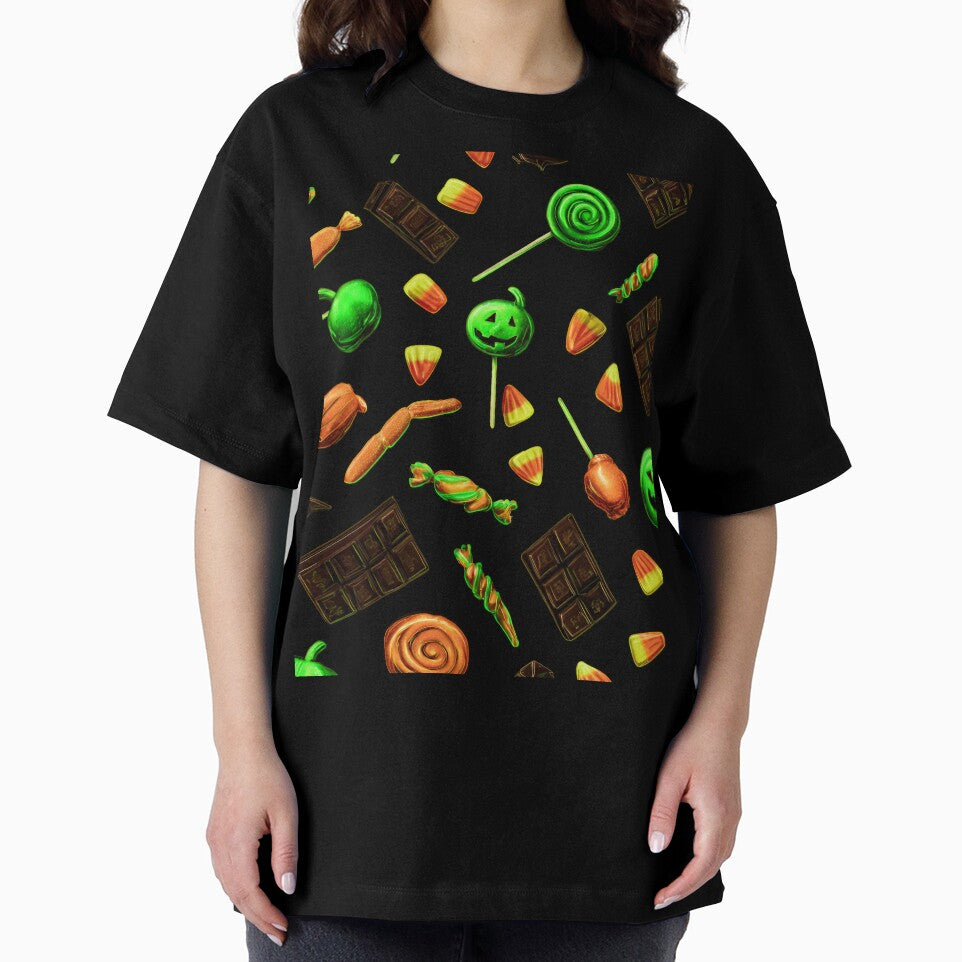 Glowing Halloween sweets – Playful candy pattern with pumpkins and lollipops by Meiersbeste