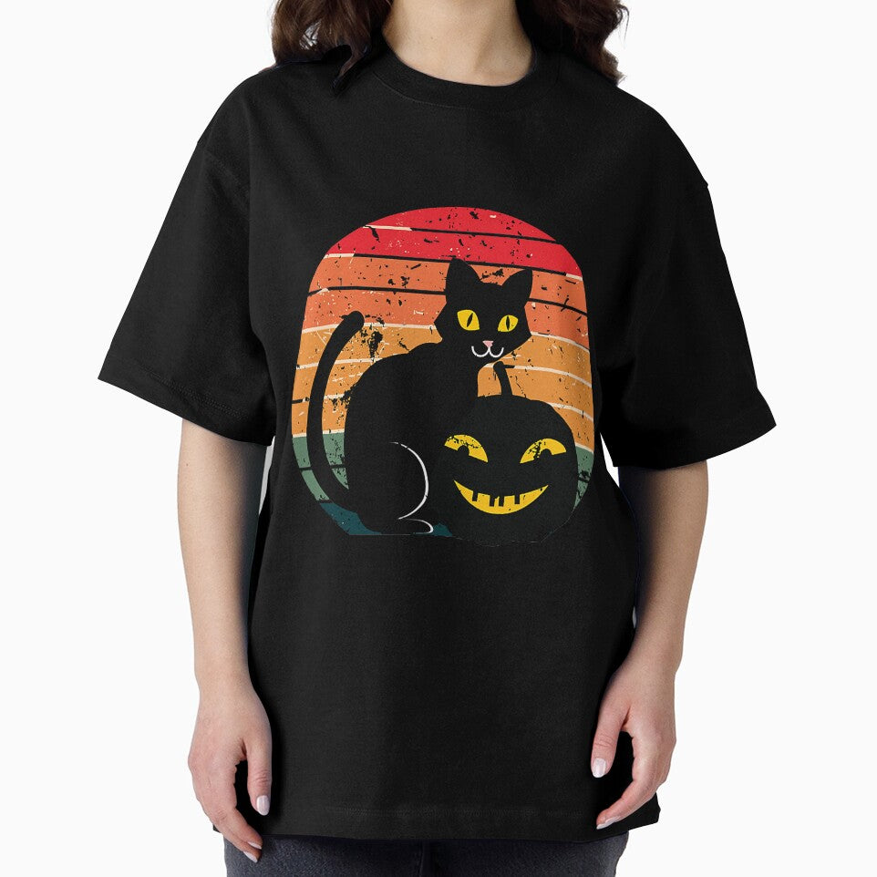 Retro Black Cat Black Pumpkin by unassertive19