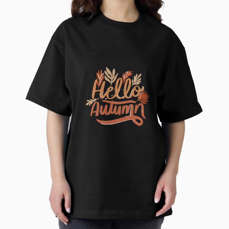 Hello Autumn - Cozy Fall Leaves Design (On Black) by designsoftinaa