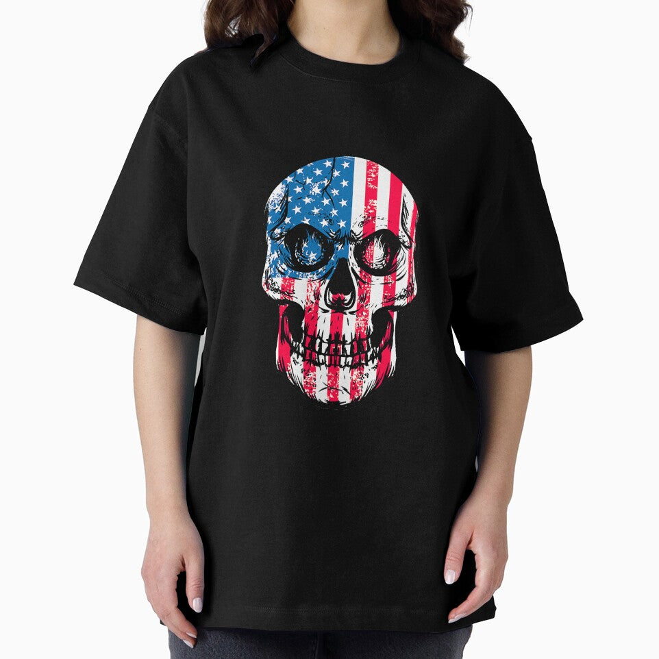 Vintage American Flag Skull Usa by SkyCloudBlue